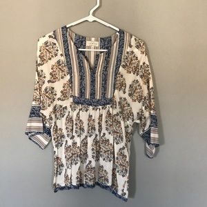 Lucky Brand flower prints babydoll top